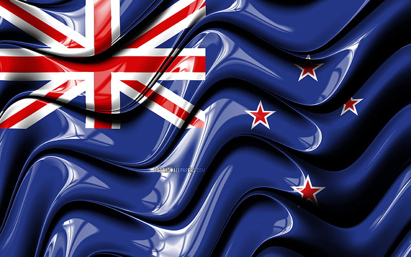 New Zealand flag Oceania, national symbols, Flag of New Zealand, 3D art, New Zealand, Oceanian countries, New Zealand 3D flag, HD wallpaper