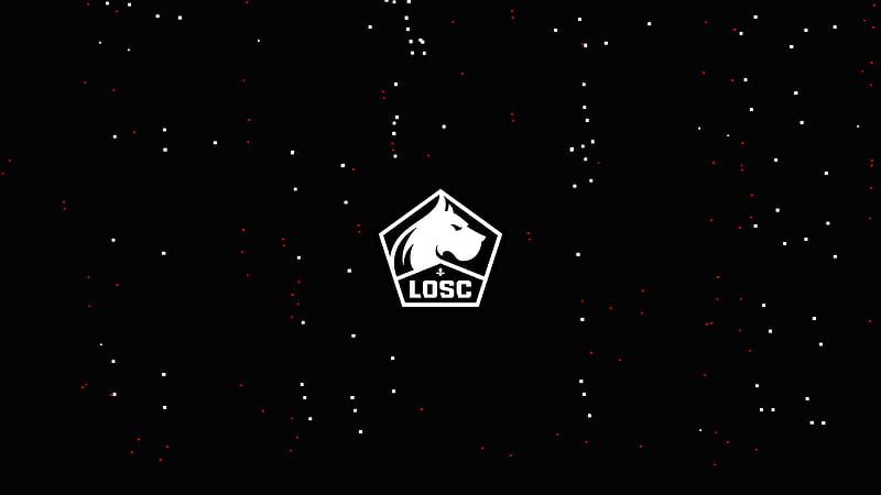 Logo Soccer Black White Dots Background Lille OSC, HD wallpaper