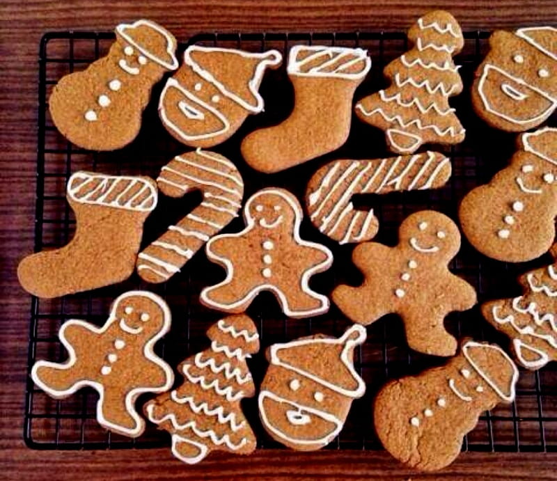 Gingerbread Cookies, Tree, Santa, Cookies, Gingerbread, Gingerbread Man, HD wallpaper