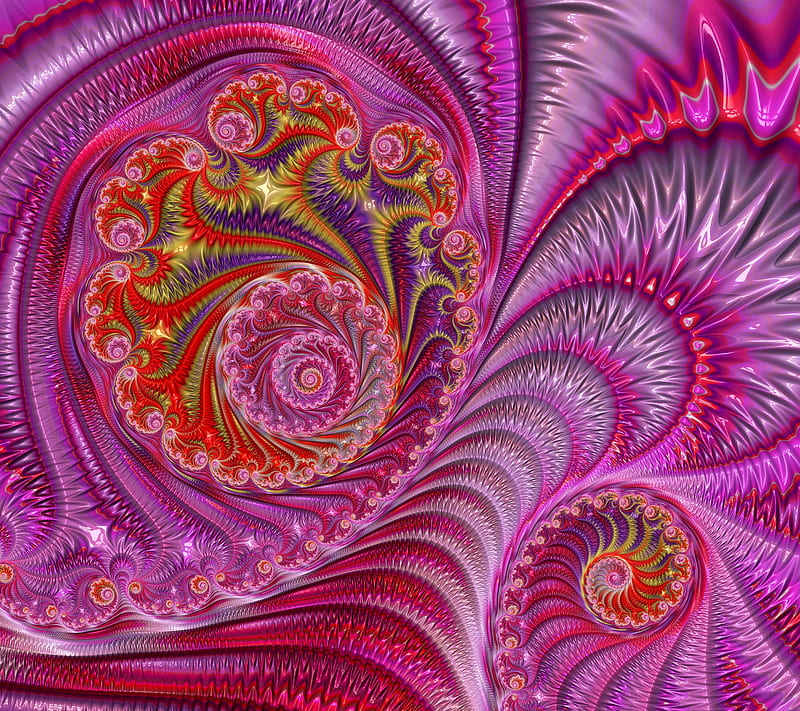 Fractal, Abstract, Pink, Red, Spiral, Hd Wallpaper 