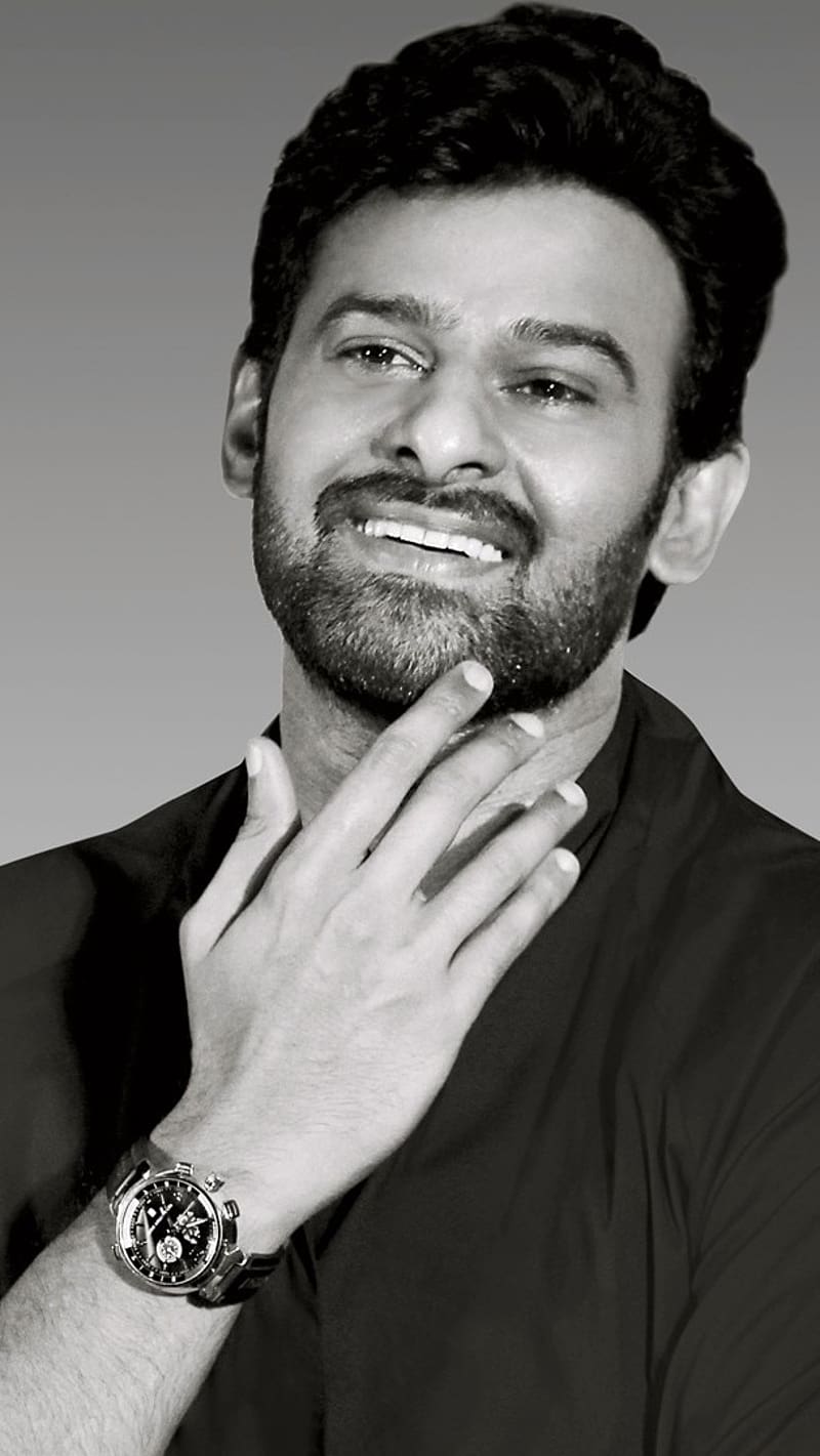Prabhas New, Black And White Potrait, black and white, potrait, actor, south indian, HD phone wallpaper