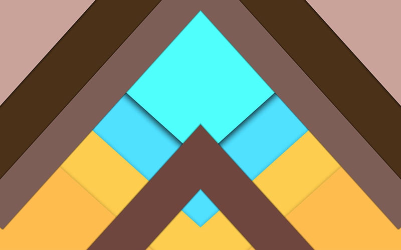 material design, brown blue yellow abstraction, geometric background, shapes, lines, HD wallpaper