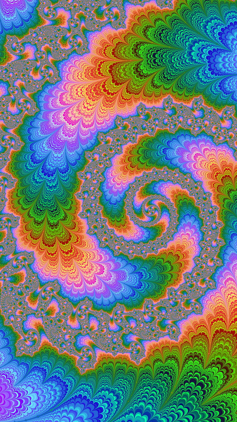 Fractal abstraction , multicolored, rotating, abstract, HD phone wallpaper
