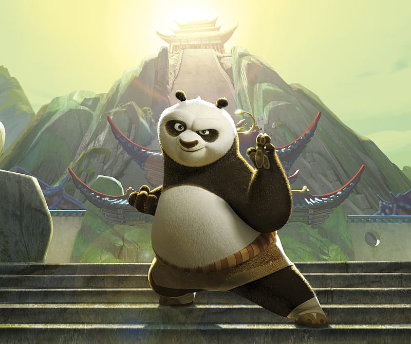 Panda Po, cartoon, kung fu, kungfu panda, HD wallpaper