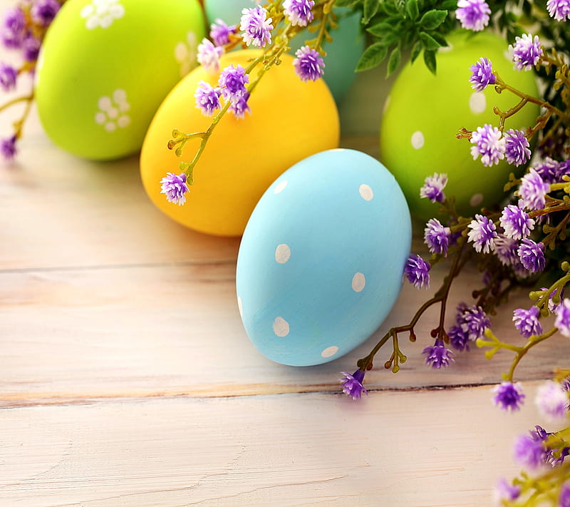 Easter, eggs, flowers, spring, HD wallpaper