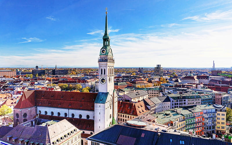Frauenkirche, church, Cathedral of the Arciocese, summer, Munich, Bavaria, Germany, Europe, R, german cities, HD wallpaper