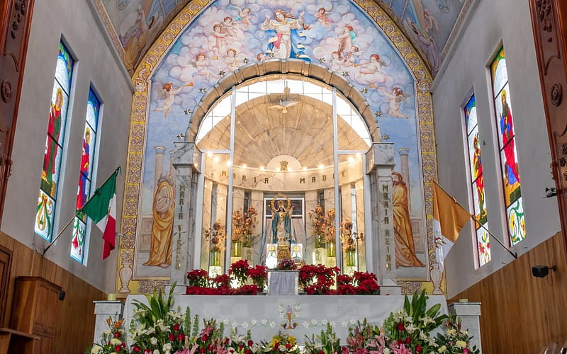Church Altar in Mexico, altar, Mexico, Assumption, church, basilica, Mary, HD wallpaper
