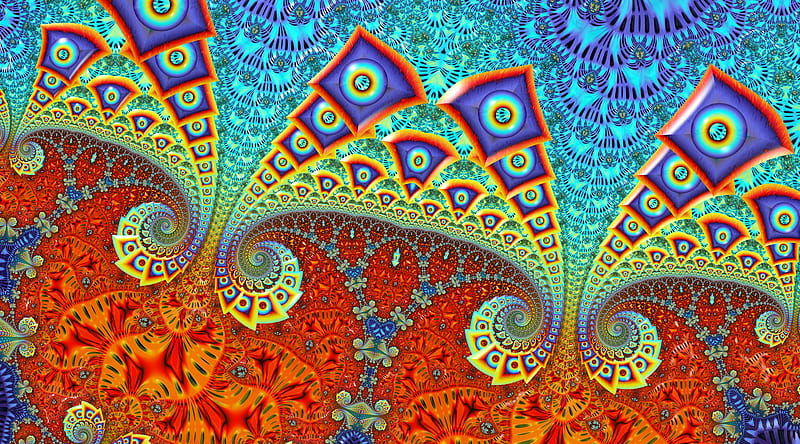 fractal, pattern, twisting, ornament, HD wallpaper