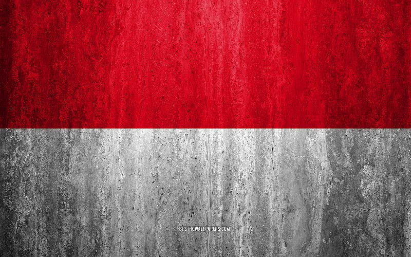 Flag of Indonesia stone background, grunge flag, Asia, Indonesia flag, grunge art, national symbols, Indonesia, stone texture, HD wallpaper