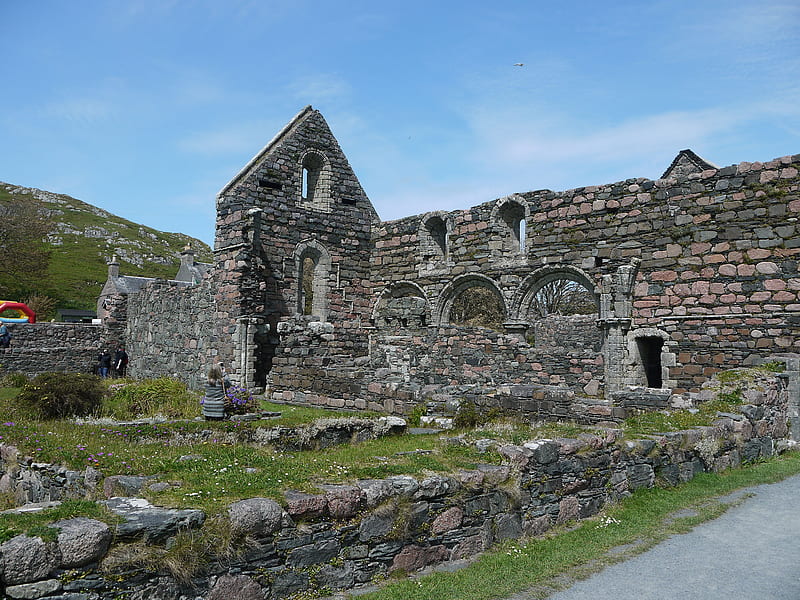Iona Nunnery, mull, arches, stonework, religion, scotland, HD wallpaper