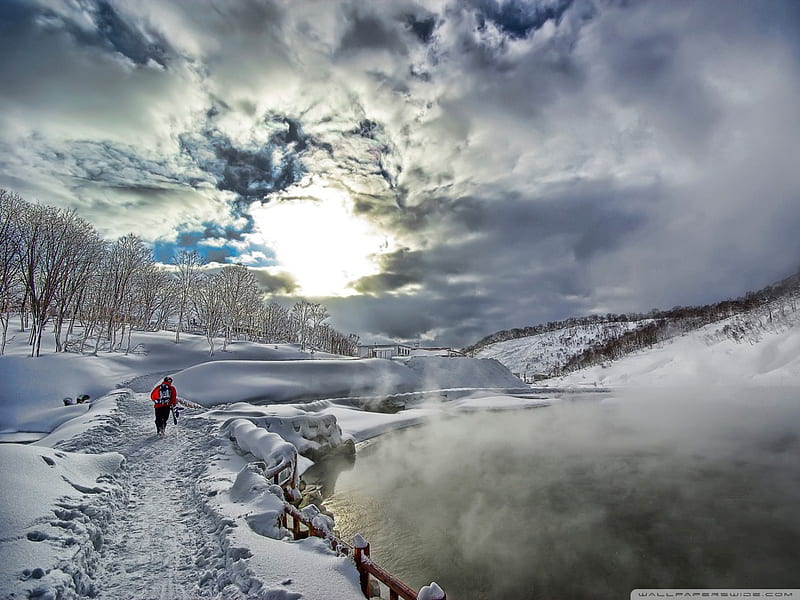 winter hike, superb view, osum, snow, lake, HD wallpaper