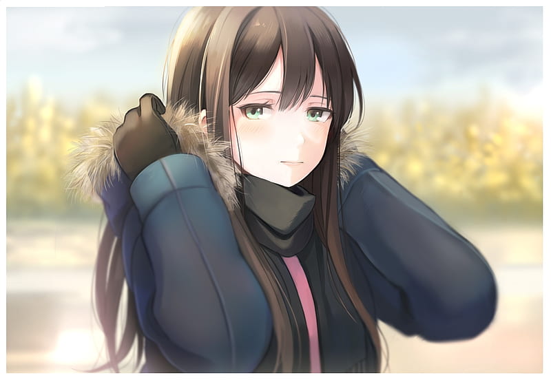 shibuya rin, scarf, winter, coat, the idolmaster cinderalla girls, Anime, HD wallpaper