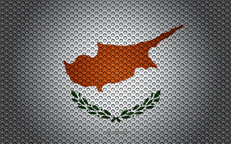 Flag of Cyprus creative art, metal mesh texture, Cyprus flag, national symbol, Cyprus, Europe, flags of European countries, HD wallpaper