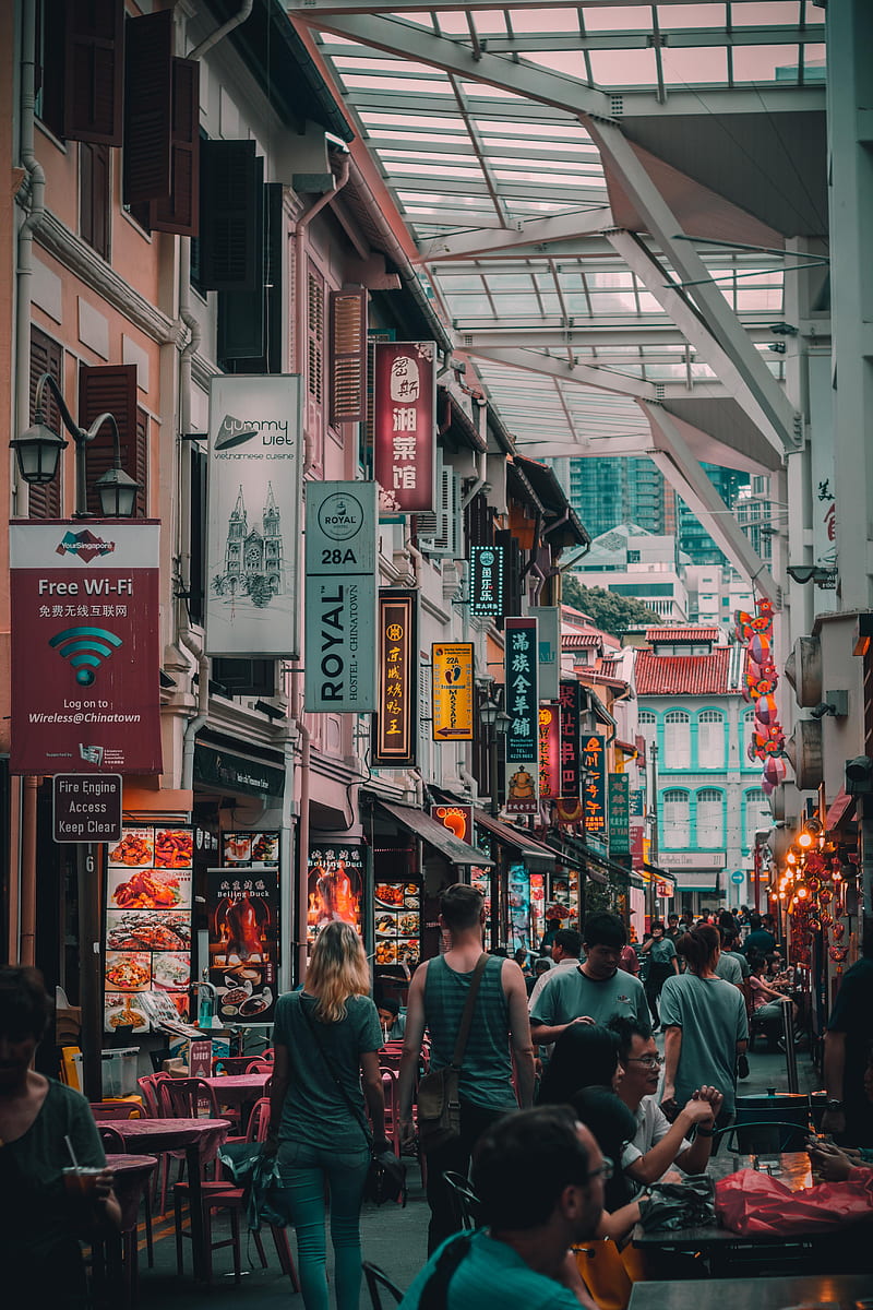 people walking on street market, HD phone wallpaper