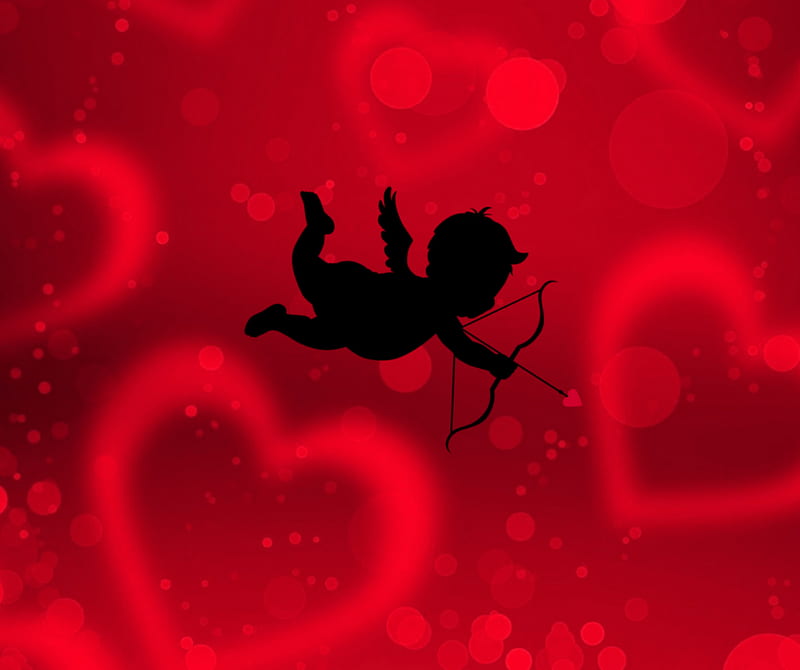 960x800px, angel, black and red, cupid, eros, corazones, love, valentines day, HD wallpaper