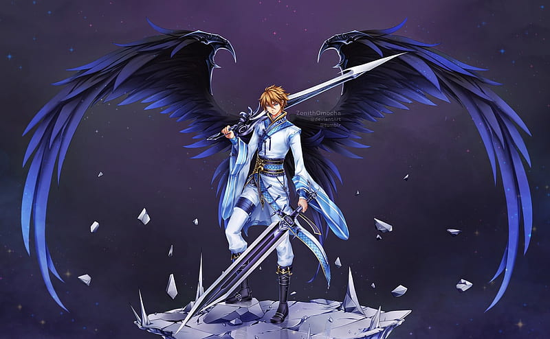 Blue Wings, pretty splendid, cg, bonito, wing, sweet, nice, blade, anime,  feather, HD wallpaper | Peakpx
