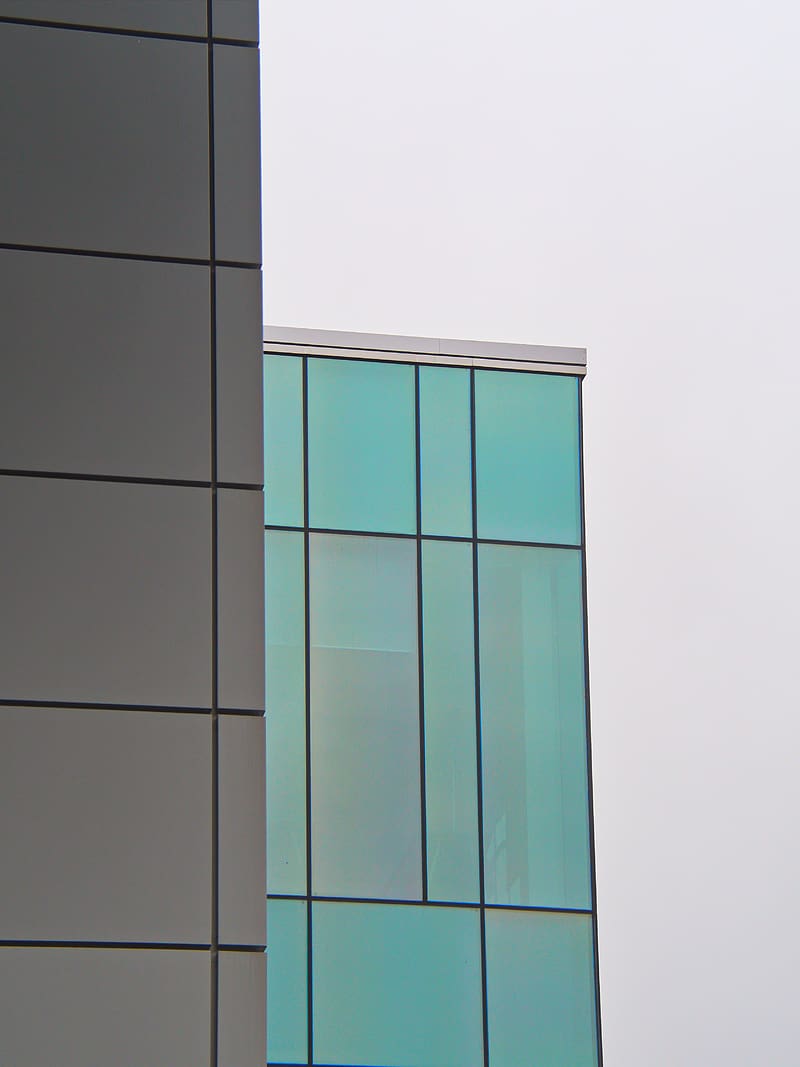 wall, facade, lines, rectangles, glass, HD phone wallpaper