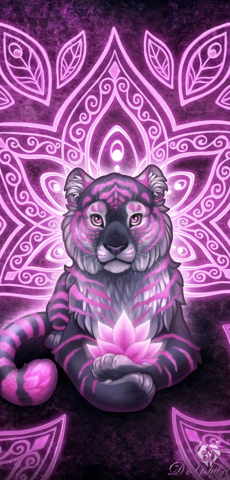 Tiger Mandala, girly, magenta, pink, pretty, cute, HD phone wallpaper