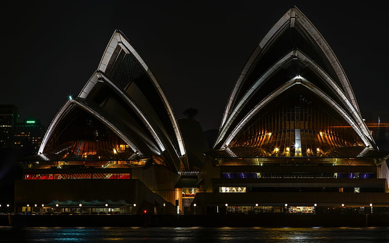Sydney Opera House, modern architecture, Sydney, night, front view, architectural structure, Australia, HD wallpaper