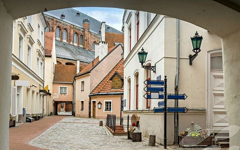 Old Riga, Latvia, Riga, gates, Latvia, old, street, HD wallpaper