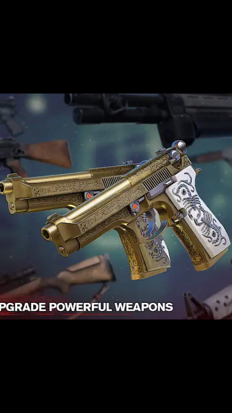 Gold guns, gunes and rose, its cool, HD phone wallpaper