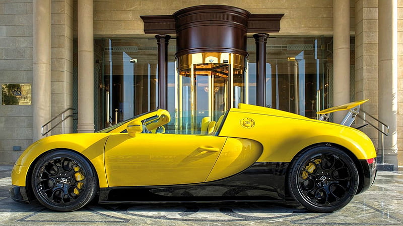 Bugatti Veyron, Yellow, Veyron, Bugatti, carros, HD wallpaper