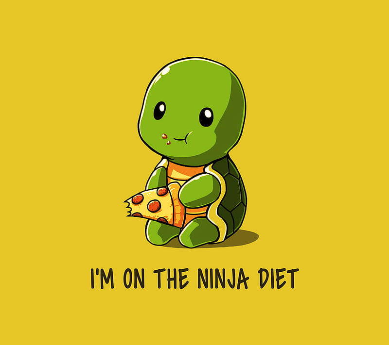 Turtle, diet, ninja, pizza, sayings, HD wallpaper