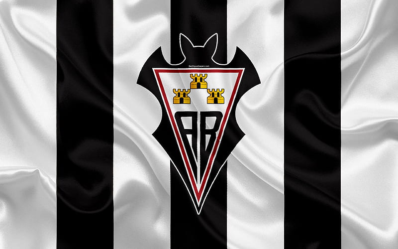 Albacete Balompie silk texture, Spanish football club, logo, emblem, black and white flag, Segunda, Division B, LaLiga2, Albacete, Spain, football, HD wallpaper