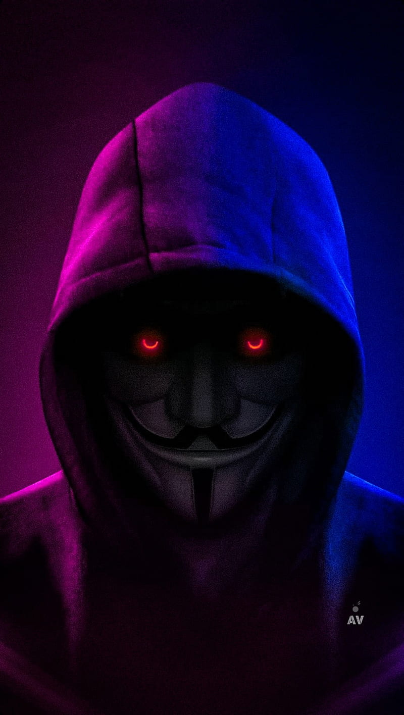 Anonymous Wallpaper 4K, Dark background, Mask, AMOLED