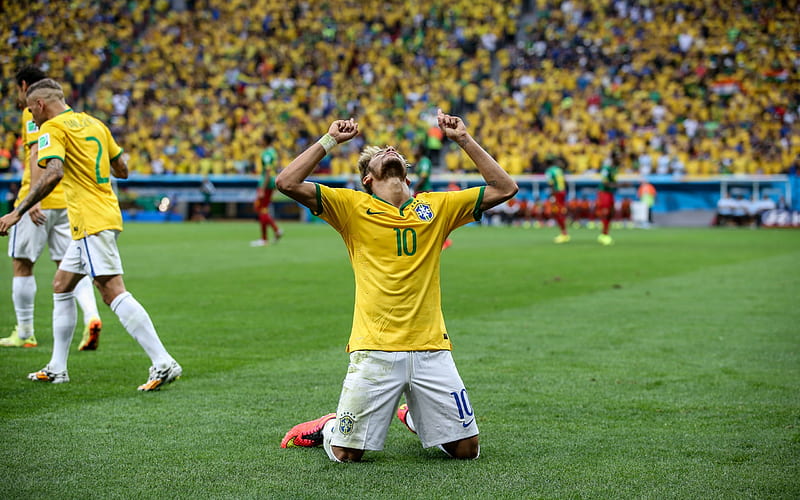 Neymar Jr, Brazil national football team, goal, football game, world football star, Brazil, football, HD wallpaper