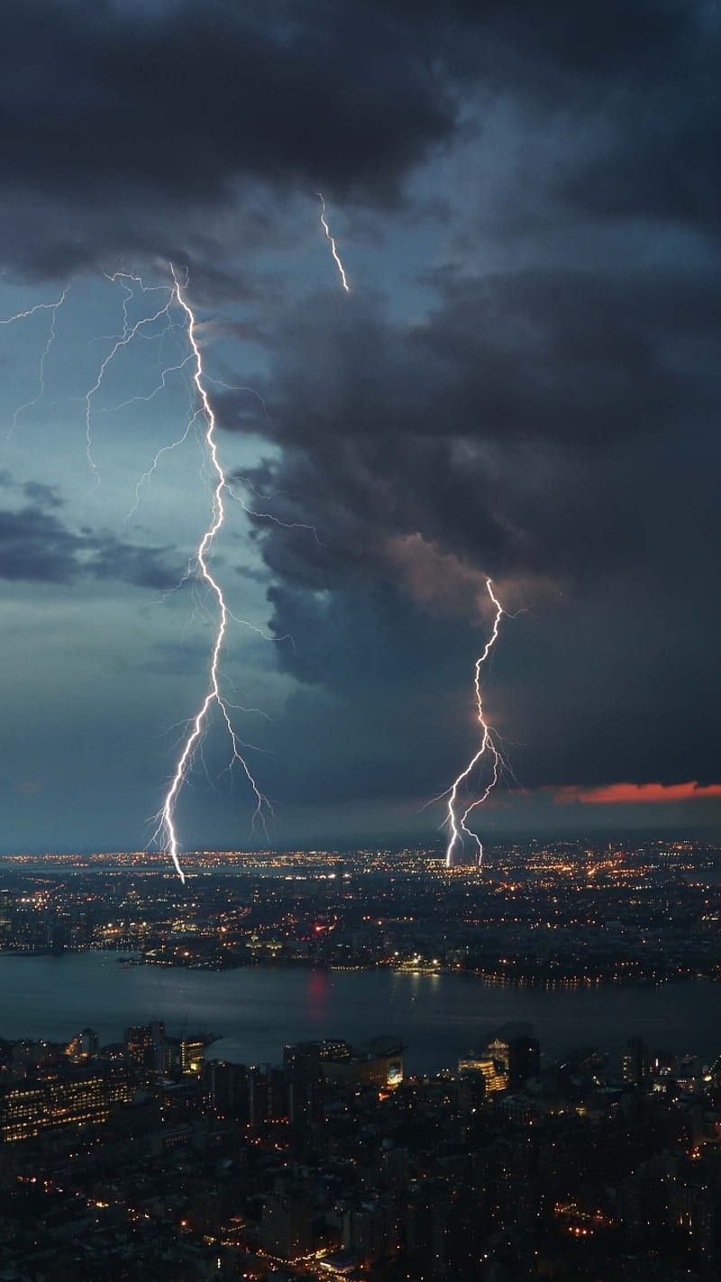 Thunder, clouds, lightning, lightnings, storm, strike, HD phone