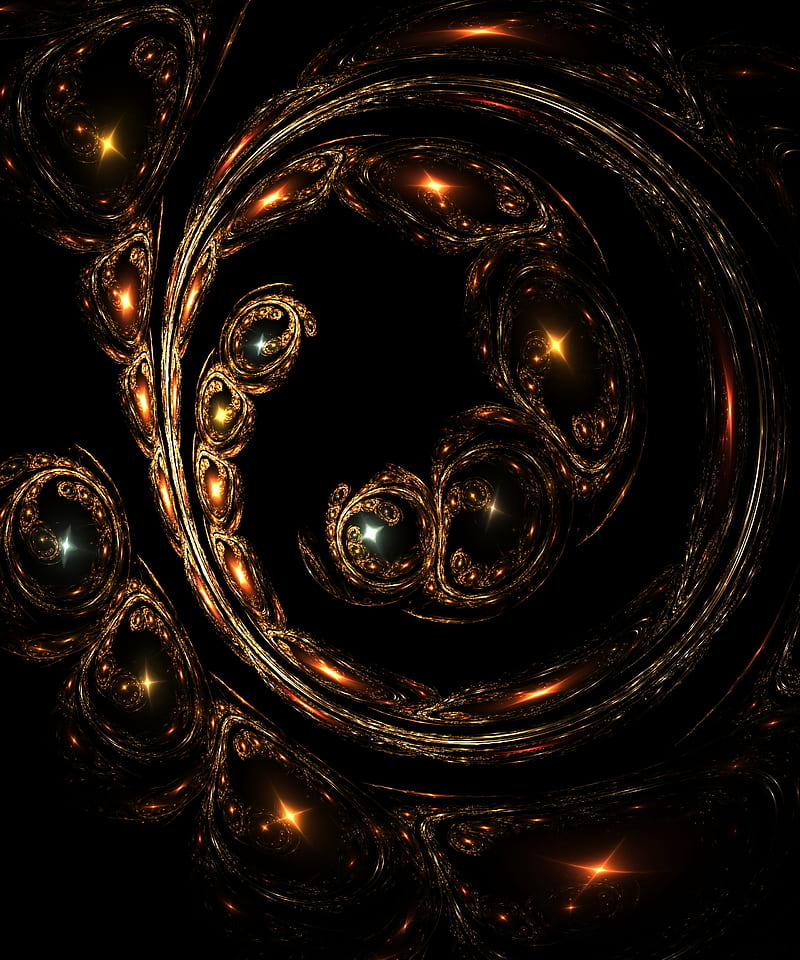 fractal, swirling, glare, glow, dark, HD phone wallpaper