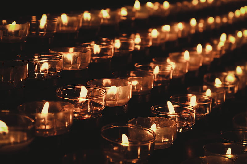 lighted tealight candle holders, HD wallpaper