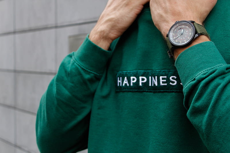 happiness, patch, inscription, clothes, hands, watch, HD wallpaper