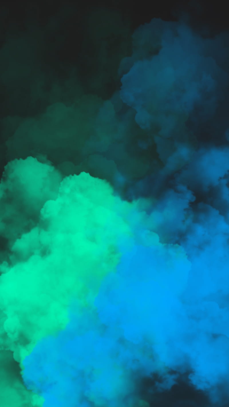 Cold Fog, FMYury, abstract, black, blue, clouds, colorful, colors, cool, gradient, green, mist, pattern, smoke, steam, two, HD phone wallpaper