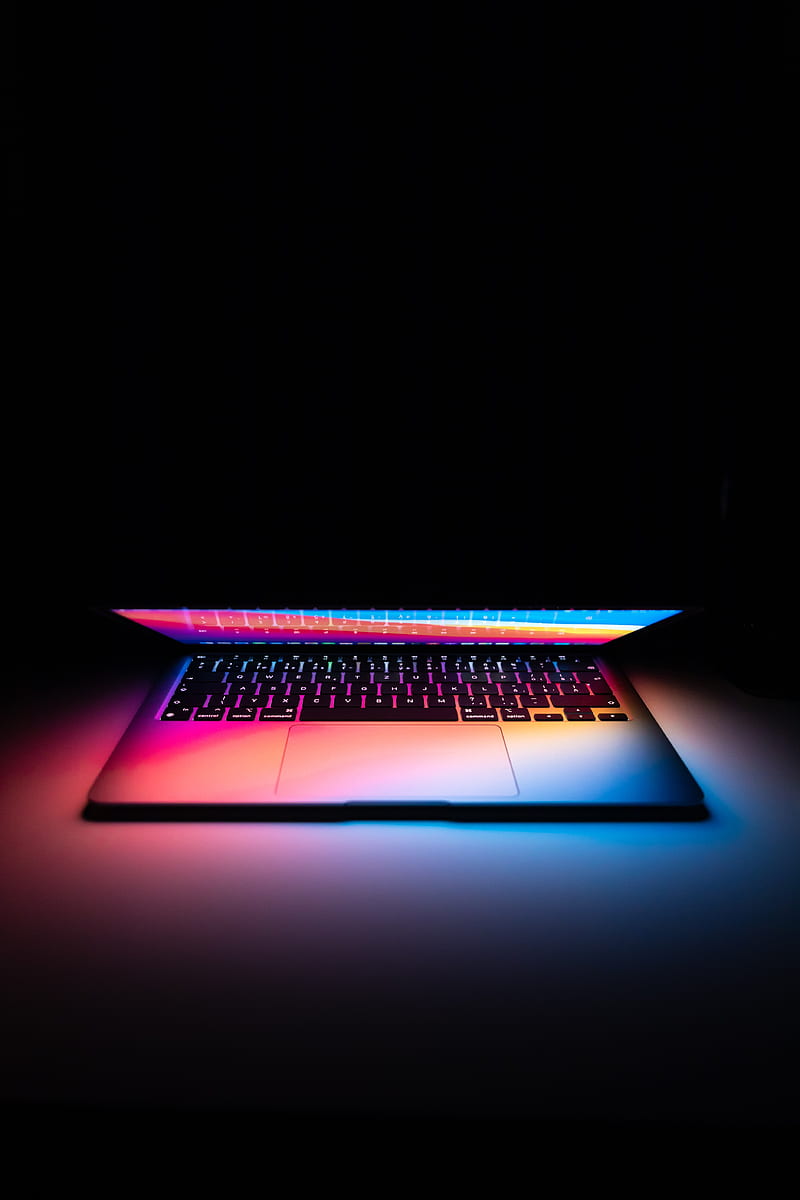laptop, backlight, colorful, dark, HD phone wallpaper