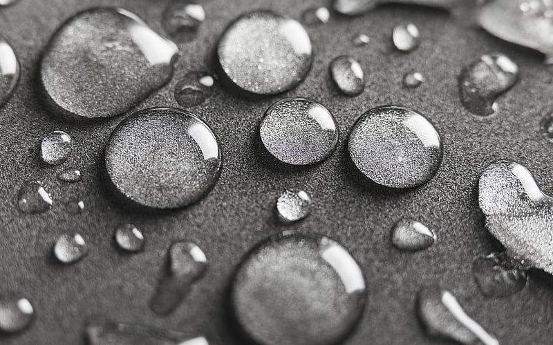 gray texture with water drops, gray background, water concepts, water drops, creative background with water, HD wallpaper