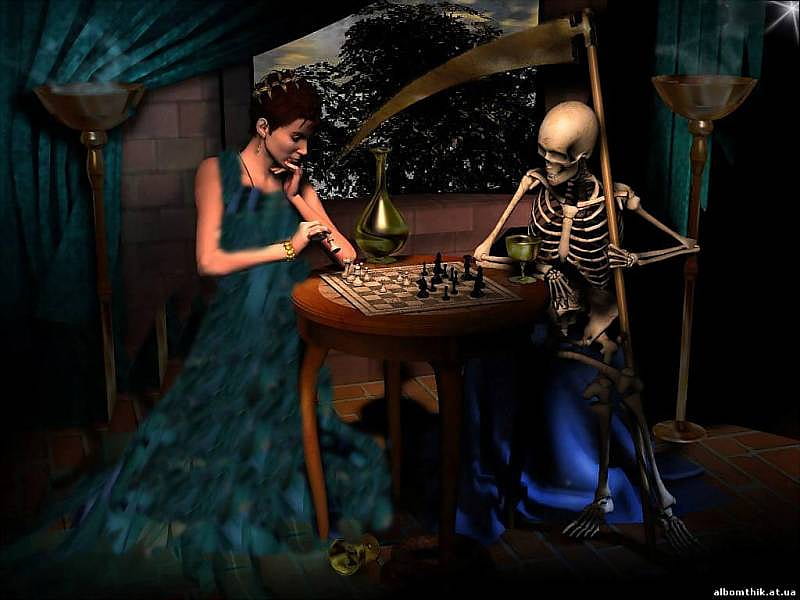 Chess With Death, grim reaper, art, artwork, chess, HD wallpaper