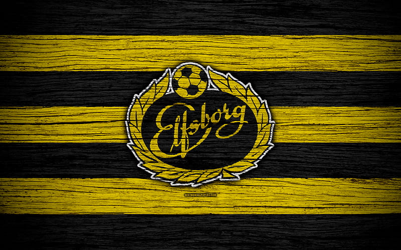 Elfsborg FC Allsvenskan, soccer, football club, Sweden, Elfsborg, emblem, wooden texture, FC Elfsborg, HD wallpaper