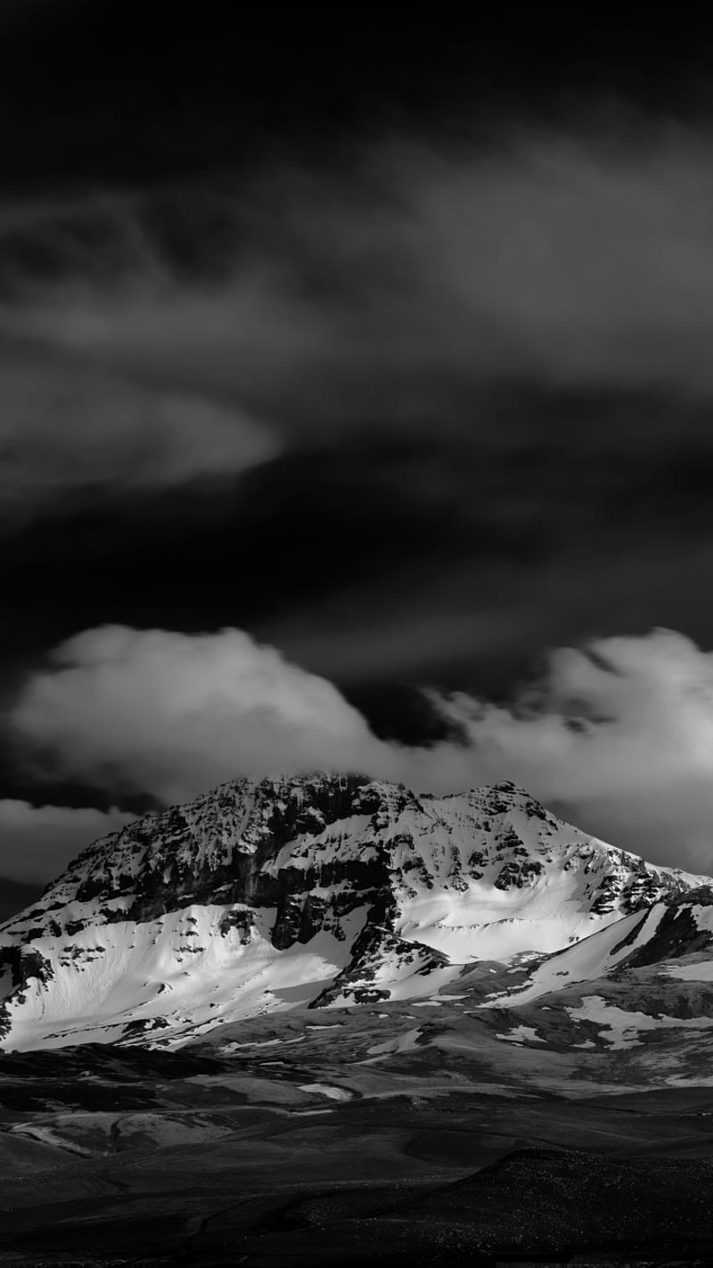 Aragats Mountain, Armenia, Black And White, Clouds, Winter, Hd Phone 