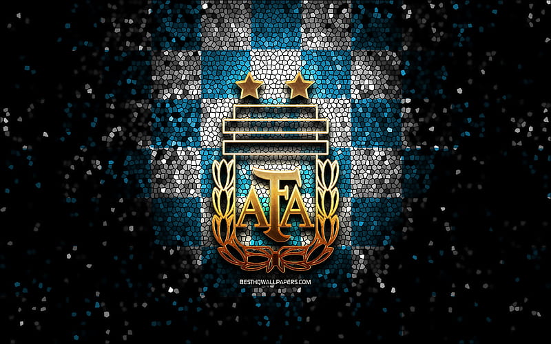 Argentinean football team, glitter logo, Conmebol, South America, blue  white checkered background, HD wallpaper | Peakpx