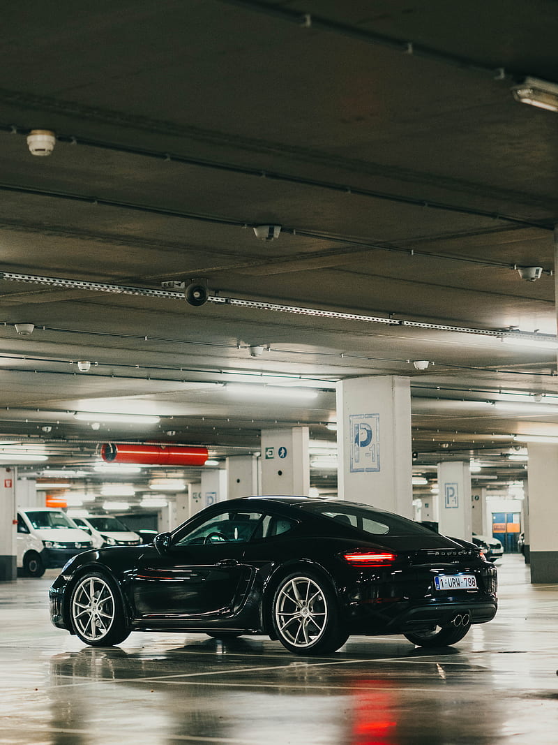 black coupe in a parking lot, HD phone wallpaper