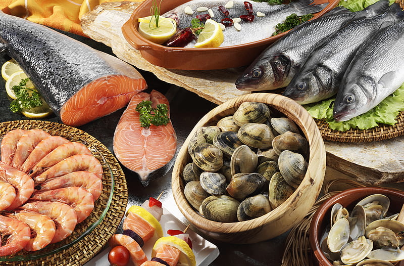 Food, Seafood, Fish, Shell, Shrimp, Still Life, HD wallpaper