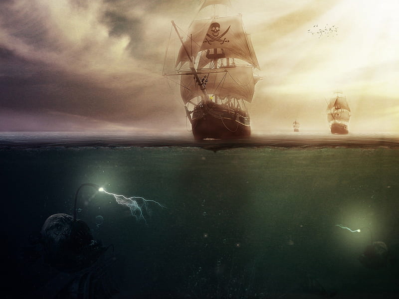 Lonely ship, water, ship, deep, travel, journey, sad, sea, HD wallpaper