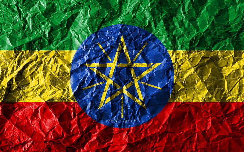Ethiopian flag crumpled paper, African countries, creative, Flag of Ethiopia, national symbols, Africa, Ethiopia 3D flag, Ethiopia, HD wallpaper