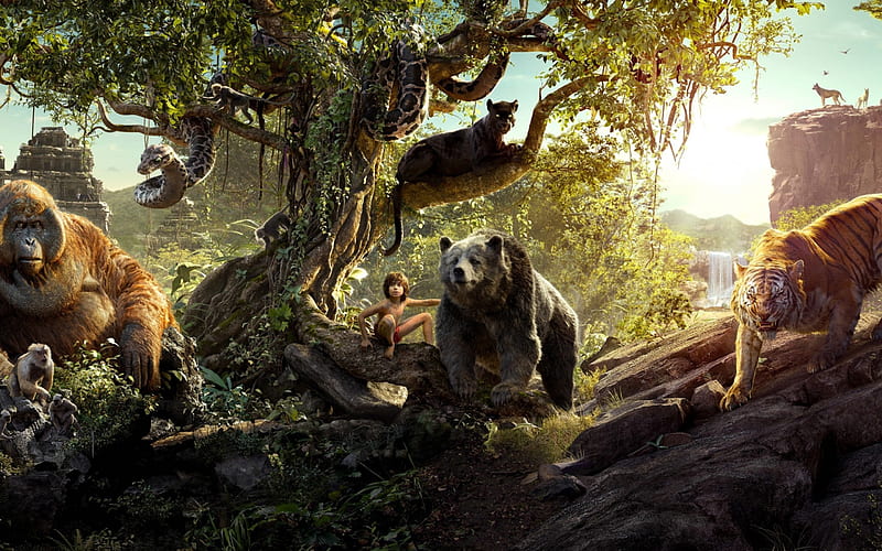 The Jungle Book (2016), poster, movie, bear, tiger, panther, animal,  monkey, HD wallpaper | Peakpx