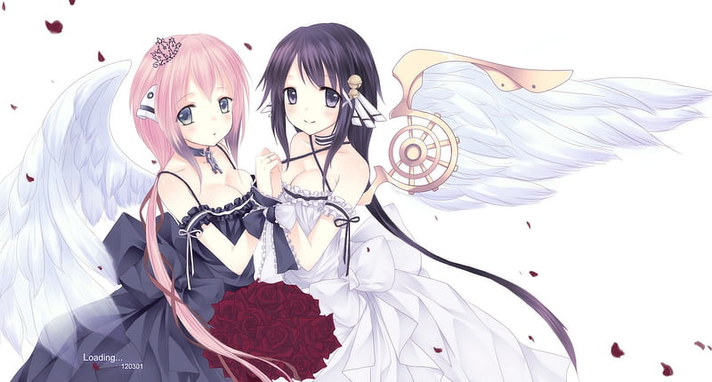 Ikaros & Hiyori, cute, pretty, girls, anime, HD wallpaper