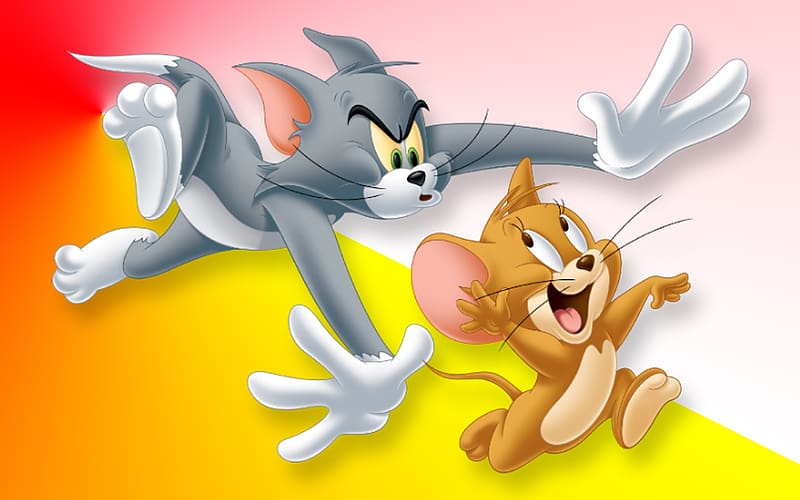 Tom and Jerry, animation, fantasy, pisici, running, mouse, movie, cat, HD wallpaper
