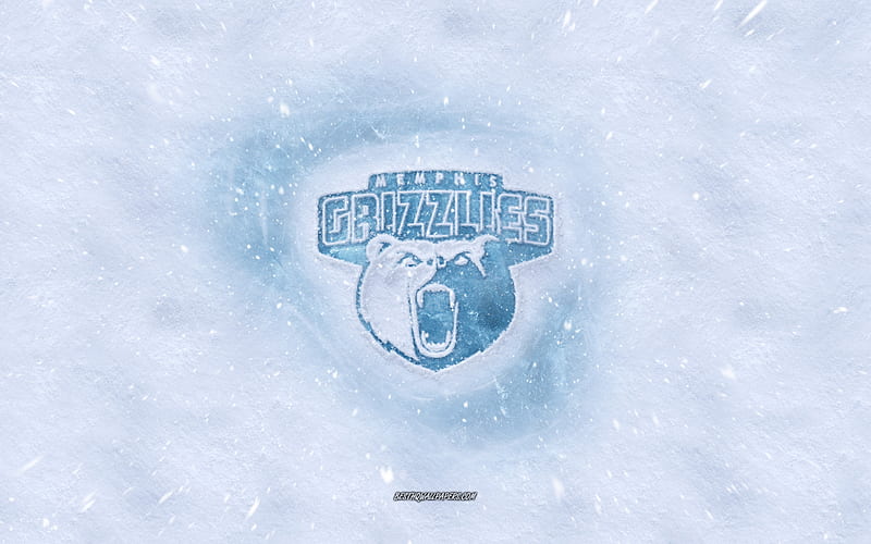 Memphis Grizzlies logo, American basketball club, winter concepts, NBA, Memphis Grizzlies ice logo, snow texture, Memphis, Tennessee, USA, snow background, Memphis Grizzlies, basketball, HD wallpaper