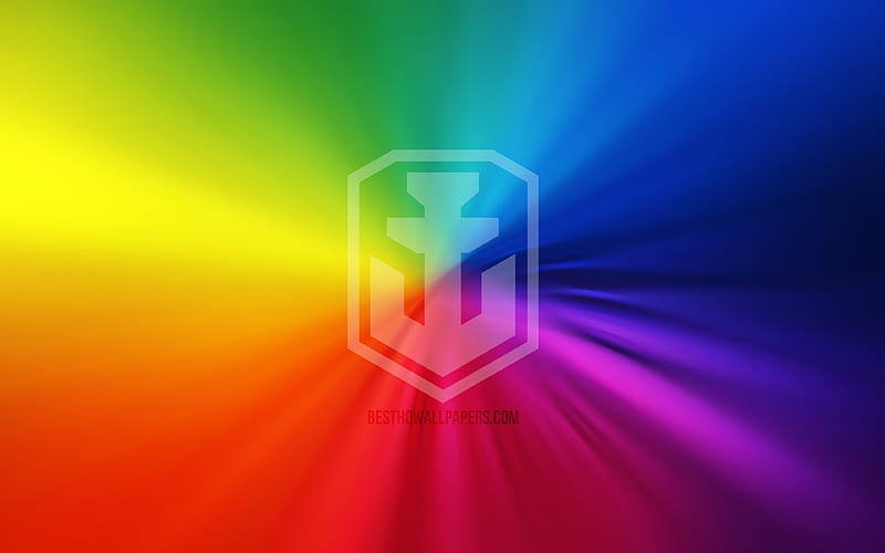 World of Warships logo vortex, rainbow backgrounds, creative, artwork, WoWS, World of Warships, HD wallpaper